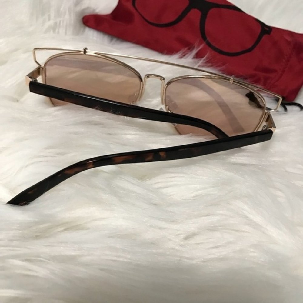 gold rose peach metal framed sunglasses Unisex
